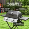 Gasgrill 5,6 KW Grillwagen Inkl 2 Edelstahl Brenner Klappbar Seitenablagen Rolle 101 X 50 X 102 Cm Schwarz