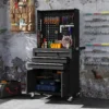 Gereedschapskast Op Wielen Met Geperforeerde Plaat, 3 Lades Voor Garage En Werkplaats, Zwart