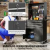 Gereedschapskast Op Wielen Met Geperforeerde Plaat, 3 Lades Voor Garage En Werkplaats, Zwart