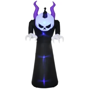 Gespenst Mit Kürbiskopf Halloweendeko Aufblasbar Mit Blauem Flammeneffekt 88 X 79 X 210cm