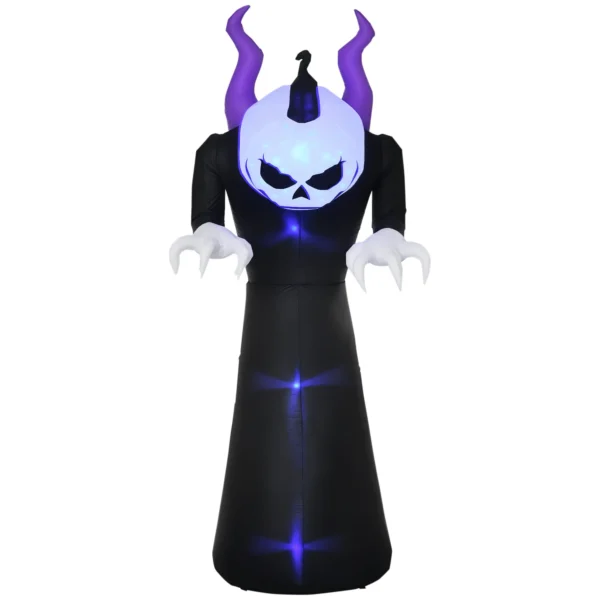 Gespenst Mit Kürbiskopf Halloweendeko Aufblasbar Mit Blauem Flammeneffekt 88 X 79 X 210cm
