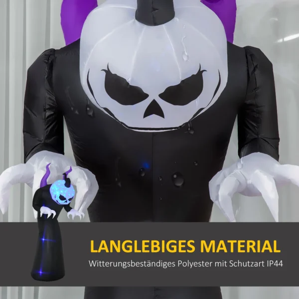 Gespenst Mit Kürbiskopf Halloweendeko Aufblasbar Mit Blauem Flammeneffekt 88 X 79 X 210cm