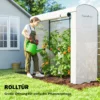Gewächshaus Mit Netzfenstern Aufrollbarer Tür, Foliengewächshaus Aus Stahl 200 X 75 X 188 Cm Weiß