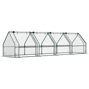Gewächshaus Mit Reißverschlussfenster, Winterfest Foliengewächshaus Aus Stahl 360 X 90 X 90 Cm Transparent