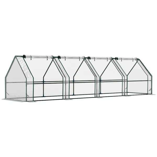 Gewächshaus Mit Reißverschlussfenster, Winterfest Foliengewächshaus Aus Stahl 360 X 90 X 90 Cm Transparent