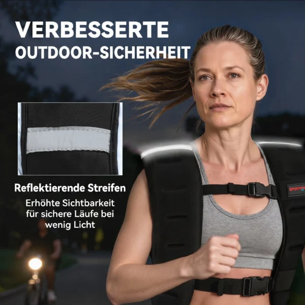 Gewichtsweste 10 KG Trainingsweste Mit Reflektierenden Streifen Verstellbaren Gurten Laufweste Damen Herren