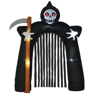 Große Halloween Gartendekoration Sensenmann Torbogen Selbstaufblasbar LED Beleuchtung 2,85 M