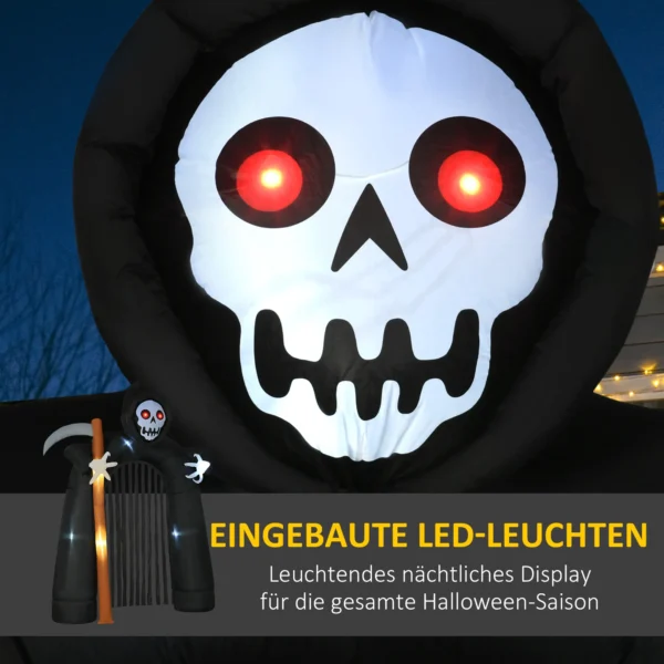 Große Halloween Gartendekoration Sensenmann Torbogen Selbstaufblasbar LED Beleuchtung 2,85 M