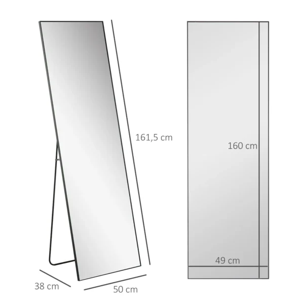 Großer Standspiegel, Wandspiegel, Ganzkörperspiegel, 161,5 Cm, Silber