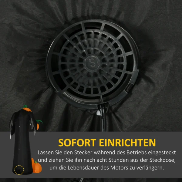Halloween Deko, 2,40m Großer Kürbisgeist, Selbstaufblasend, LED Beleuchtung, Für Außenbereiche