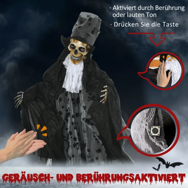 Halloween Dekoration Gespenst Bräutigam Mit Spezialeffekten Und Soundfunktion 115 Cm X 65 Cm X 189 Cm