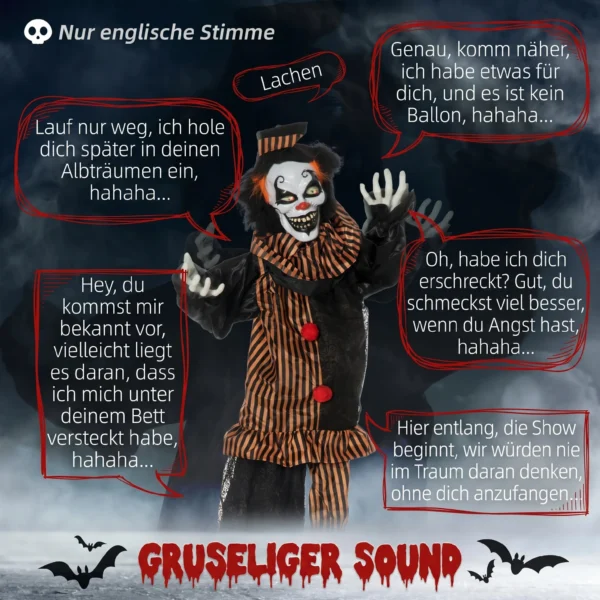 Halloween Dekoration Horror Clown Mit Spezialeffekten Und Soundfunktion 100 Cm X 18 Cm X 153 Cm