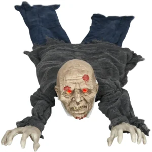Halloween Dekoration Zombie, LED Augen, Heult Und Kriecht, Geräusch & Bewegungssensor, Batteriebetrieben, 159 Cm