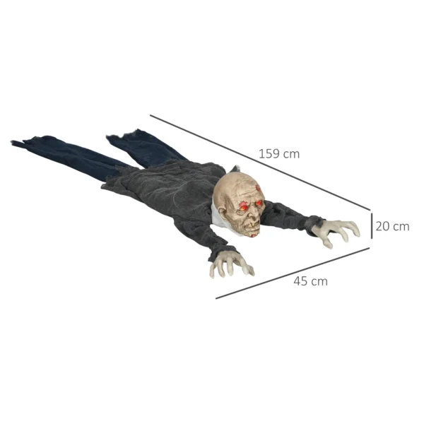 Halloween Dekoration Zombie, LED Augen, Heult Und Kriecht, Geräusch & Bewegungssensor, Batteriebetrieben, 159 Cm