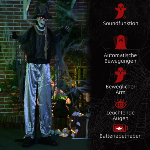 Halloween Geist, Halloween Dekoration, Soundfunktion, Mit Bewegungssensor Und LED Lichtern, 101 Cm X 64 Cm X 178 Cm