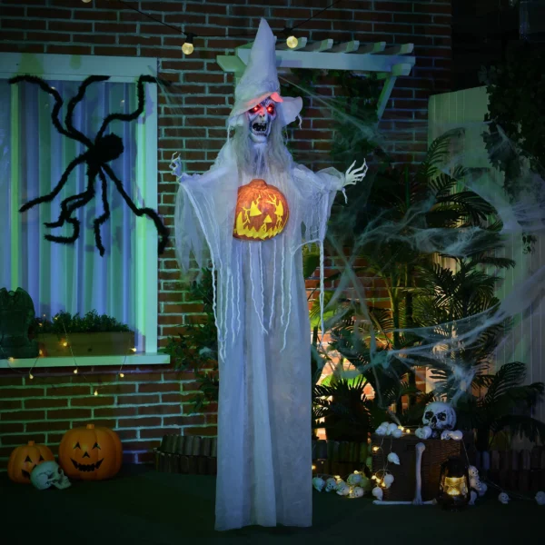 Halloween Geist, Halloween Dekoration, Soundfunktion, Mit Bewegungssensor Und LED Lichtern, 60 Cm X 18 Cm X 183 Cm