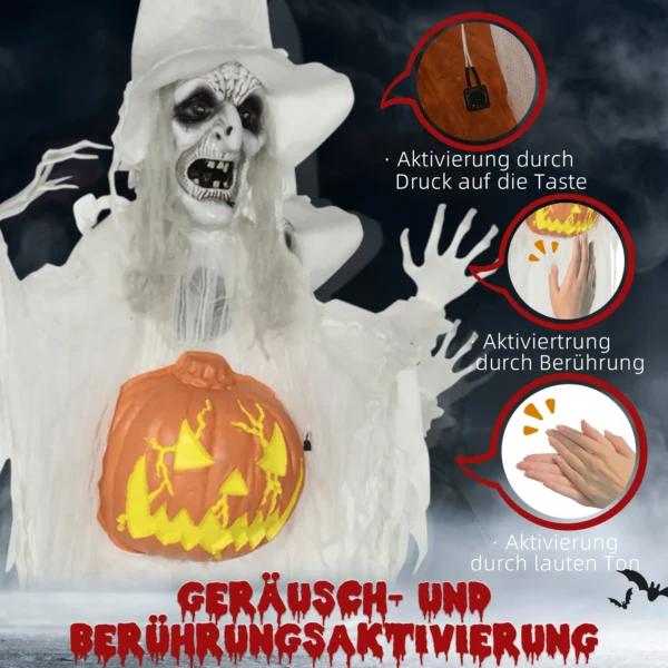 Halloween Geist, Halloween Dekoration, Soundfunktion, Mit Bewegungssensor Und LED Lichtern, 60 Cm X 18 Cm X 183 Cm
