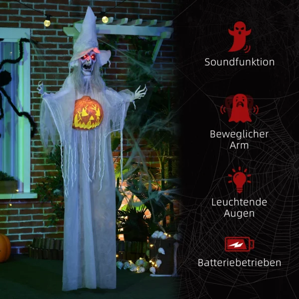 Halloween Geist, Halloween Dekoration, Soundfunktion, Mit Bewegungssensor Und LED Lichtern, 60 Cm X 18 Cm X 183 Cm