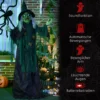 Halloween Hexe, Halloween Dekoration, Soundfunktion, Mit Bewegungssensor Und LED Lichtern, 60 Cm X 18 Cm X 183 Cm