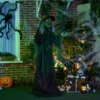 Halloween Hexe, Halloween Dekoration, Soundfunktion, Mit Bewegungssensor Und LED Lichtern, 60 Cm X 18 Cm X 183 Cm