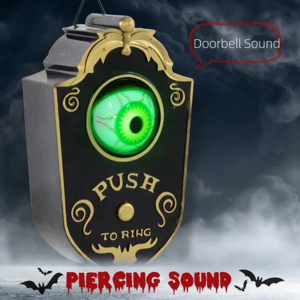 Halloweendeko, Türglocke Mit Horror Auge, Geräusch & Touchsensor, Beweglich, Grünes Licht