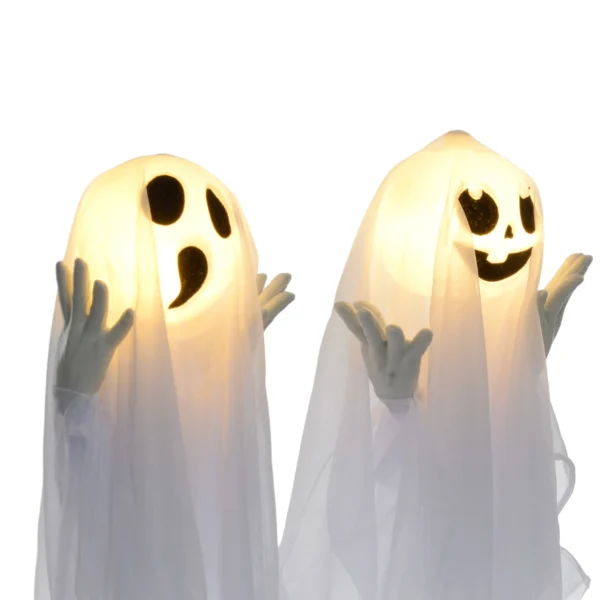 Halloweendekoration, 3 Leuchtende Geister, Bewegungssensor, 54 X 10 X 60 Cm, Weiß