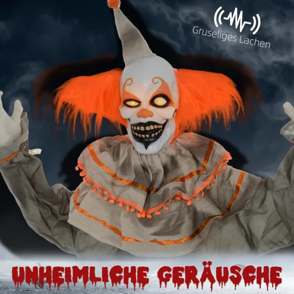 Halloweendekoration Clown, Biegsame Arme, Aktiviert Durch Berührung/Geräusche, Leuchtende Augen