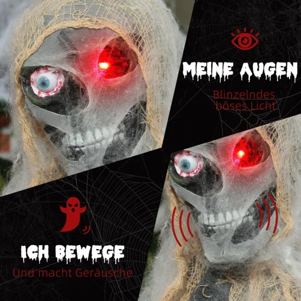 Halloweendekoration, Einäugige Mumie, Biegsame Arme, Leuchtende Augen, Gruseliges Heulen, 55x18x35 Cm