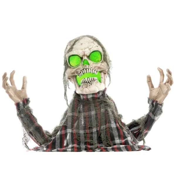 Halloweendekoration Groundbreaker Skelett, Biegsame Arme, Leuchtende Augen, Unheimliches Heulen