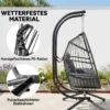 Hängestuhl, Faltbarer Korbstuhl Mit Kissen, Stahlrahmen, Für Drinnen Und Draußen, Bis Zu 260 Kg Belastbar, Dunkelgrau