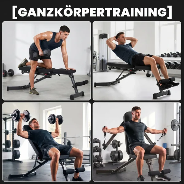 Hantelbank Klappbar Trainingsbank Mit Beinstrecker 3 Fach Rückenlehne, 3 Widerstandsstufe 300 Kg Last
