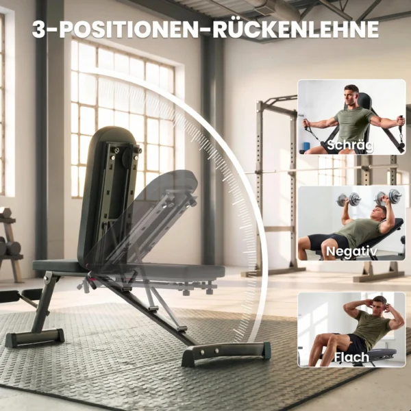 Hantelbank Klappbar Trainingsbank Mit Beinstrecker 3 Fach Rückenlehne, 3 Widerstandsstufe 300 Kg Last