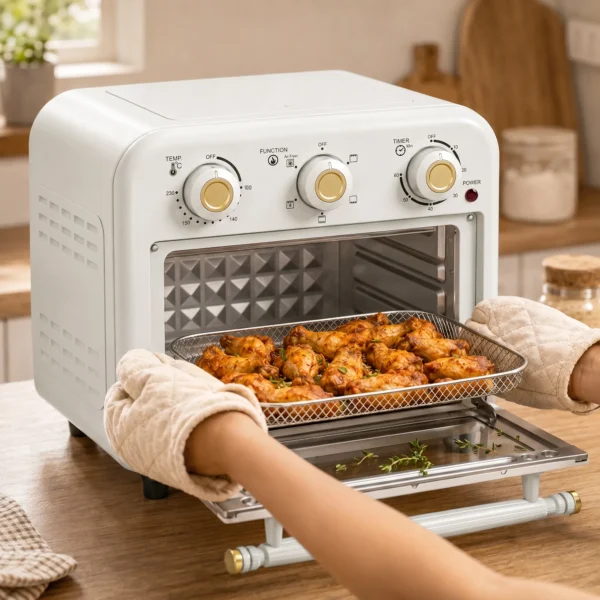 Heißluftfritteuse 12 Liter Mini Backofen Mit Umluft, 5 Programmen, Backblech Und Frittierkorb, 1200 W, Spülmaschinenfest