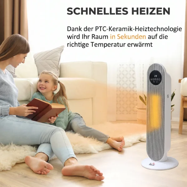 Heizlüfter 2000W Heizlüfter, PTC Keramik Elektrische Heizung Mit Fernbedienung, Oszillation, 12h Timer