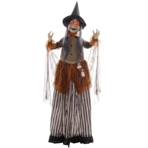 Hexe Mit Zaubertrank, Helloweendeko, Gruselige Laute, Rote Augen, Beweglich, 183 Cm