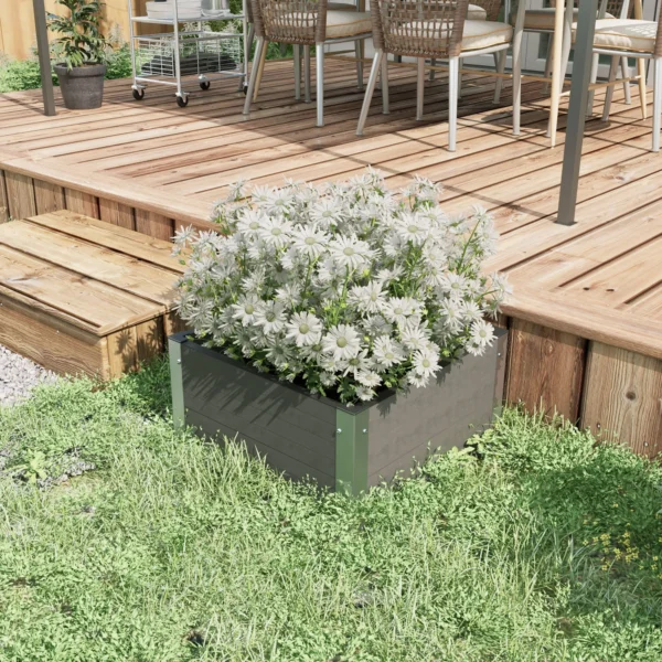 Hochbeet Gartenbeet Kräuterbeet, Wetterbeständig, Offener Boden, 60 X 60 X 30 Cm, Dunkelgrau