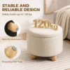 Hocker Mit Stauraum, Runder Sitzhocker Mit Deckel, Leinenoptik Für Wohnzimmer, Schlafzimmer, 38,5x38,5x33,5 Cm Beige