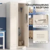 Hoher Stahlschrank Für Die Garage Mit Türen & Verstellbaren Einlegeböden, Aufbewahrungsschrank Mit Kleiderstange, Cremeweiß