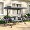 Hollywoodschaukel Rattan 2 Sitzer Gartenschaukel Mit Verstellbarem Sonnendach Weichem Kissen A Rahmen Dunkelgrau