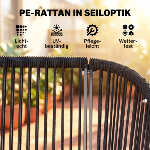 Hollywoodschaukel Rattan 2 Sitzer Gartenschaukel Mit Verstellbarem Sonnendach Weichem Kissen A Rahmen Dunkelgrau