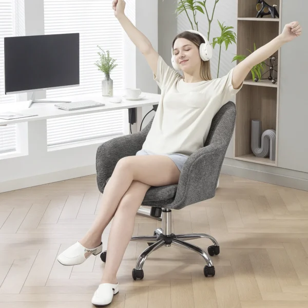 Home Office Schreibtischstuhl Mit Schaukel Und Drehfunktion, Computerstuhl Mit Rollen Für Erwachsene, Grau