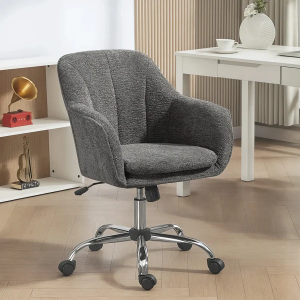 Home Office Schreibtischstuhl Mit Schaukel Und Drehfunktion, Computerstuhl Mit Rollen Für Erwachsene, Grau