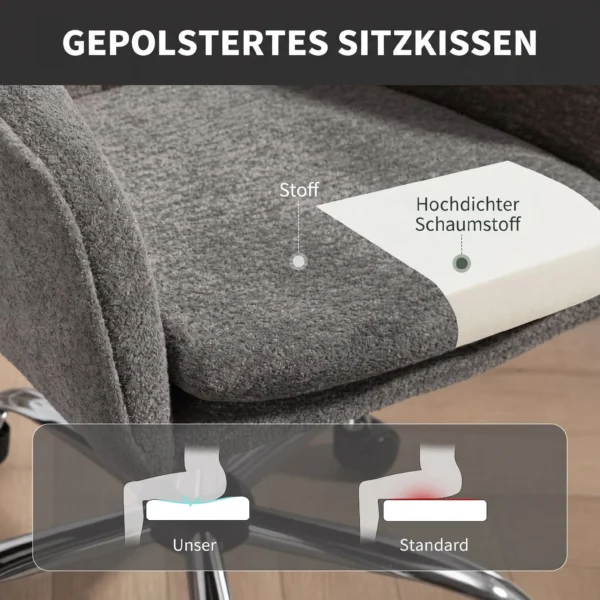 Home Office Schreibtischstuhl Mit Schaukel Und Drehfunktion, Computerstuhl Mit Rollen Für Erwachsene, Grau