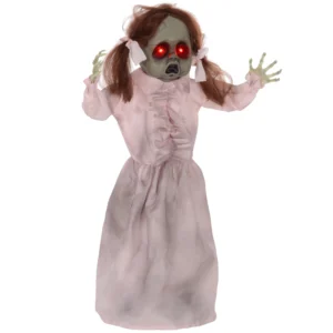Horrorpuppe, Helloweendeko, Aktiviert Mit Geräusche/Berührung, Rote Augen, Sound, 76 Cm