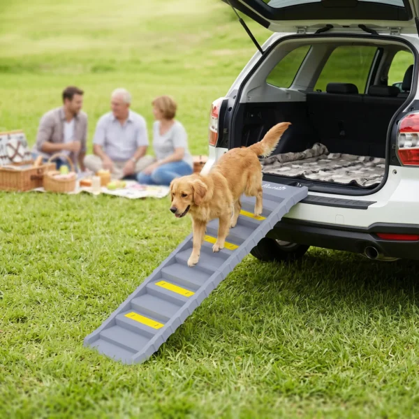 Hunderampe Auto Klappbar Hundetreppe Mit 10 Stufen Rutschfester Oberfläche, 154x40cm ür Groß Hunde Bis 25kg