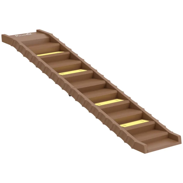 Hunderampe Auto Klappbar Hundetreppe Mit 10 Stufen Rutschfester Oberfläche, 154x40cm ür Mittelgröße Hunde Bis 25kg