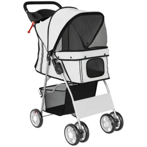 Hundewagen Faltbar Hundebuggy Mit Reflektorstreif Aufbewahrungskorb Kissen Für Kleine Hunde Bis 10 Kg 77x44x102 Cm Grau