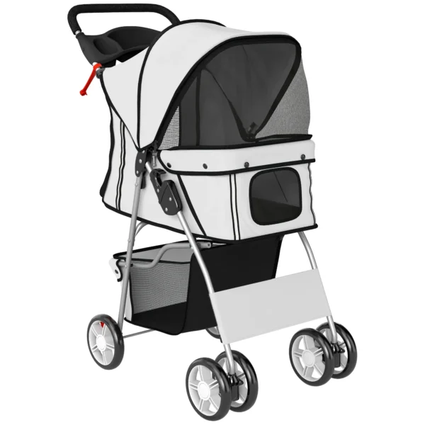 Hundewagen Faltbar Hundebuggy Mit Reflektorstreif Aufbewahrungskorb Kissen Für Kleine Hunde Bis 10 Kg 77x44x102 Cm Grau