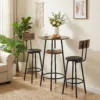 Industriële Bar Tafel Set Met 2 Gevoerde Krukken, Voetsteunen, Metalen Frame, Keukentafel Met Opslag, Rustiek Bruin