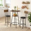Industriële Bar Tafel Set Met 2 Gevoerde Krukken, Voetsteunen, Metalen Frame, Keukentafel Met Opslag, Rustiek Bruin